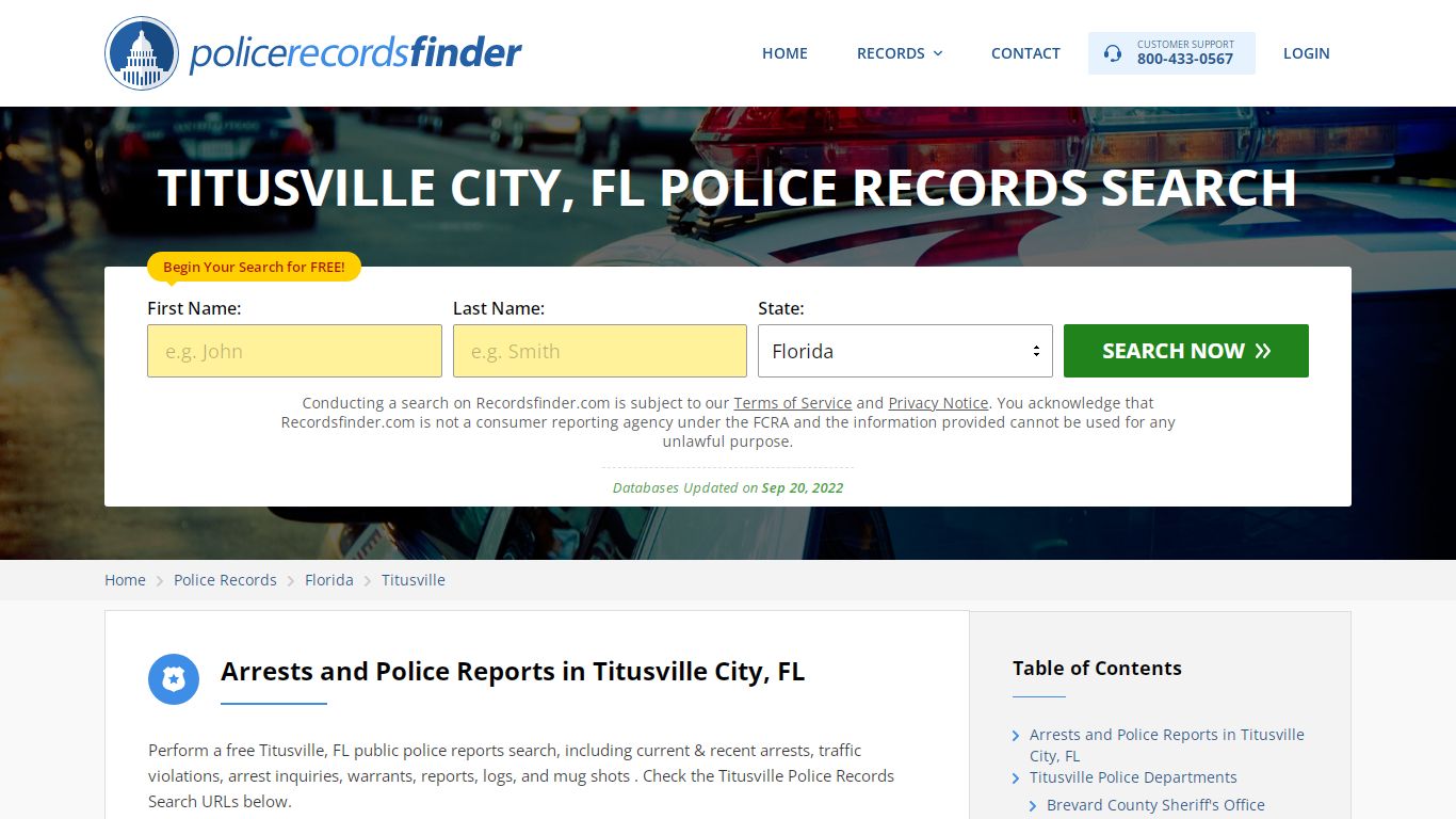 Titusville, Brevard County, FL Police Reports & Police Department Records