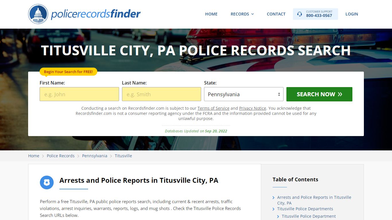 Titusville, Brevard County, PA Police Reports & Police Department Records